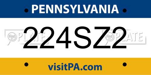 224SZ2 Pennsylvania License Plate