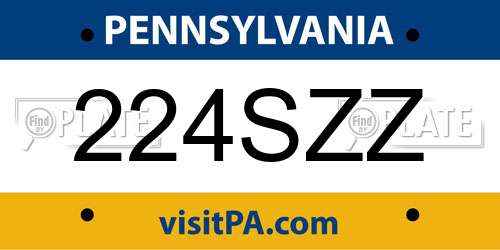 224SZZ Pennsylvania License Plate