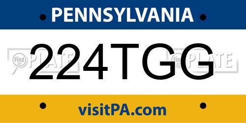 224TGG Pennsylvania License Plate