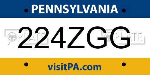 224ZGG Pennsylvania License Plate