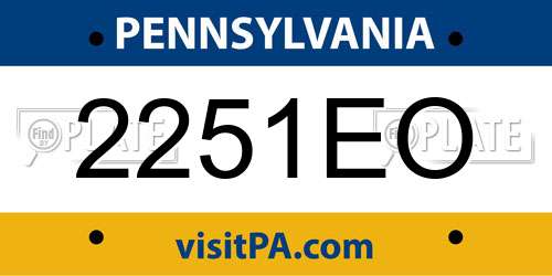 2251EO Pennsylvania License Plate