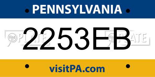 2253EB Pennsylvania License Plate