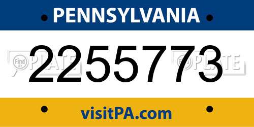 2255773 Pennsylvania License Plate