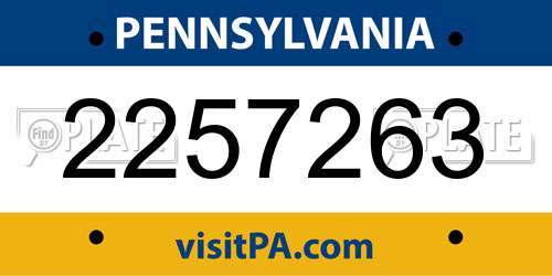 2257263 Pennsylvania License Plate