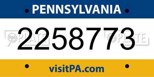 2258773 Pennsylvania License Plate