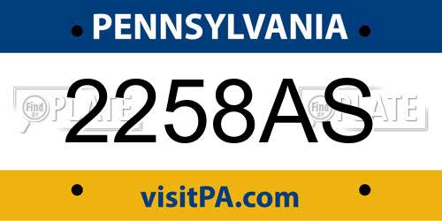 2258AS Pennsylvania License Plate