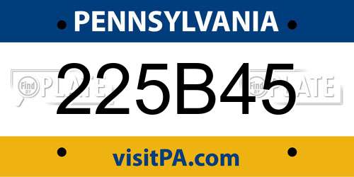 225B45 Pennsylvania License Plate