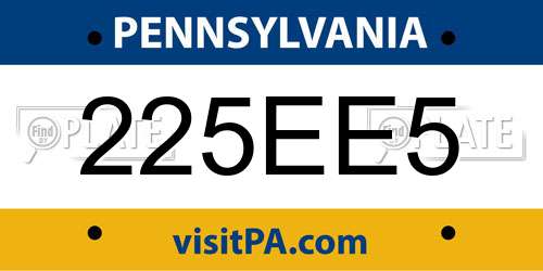 225EE5 Pennsylvania License Plate