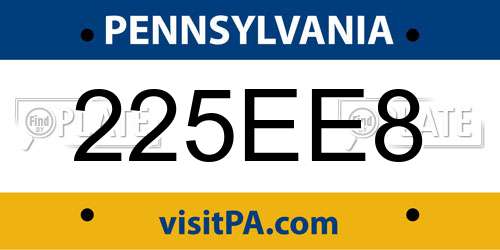 225EE8 Pennsylvania License Plate