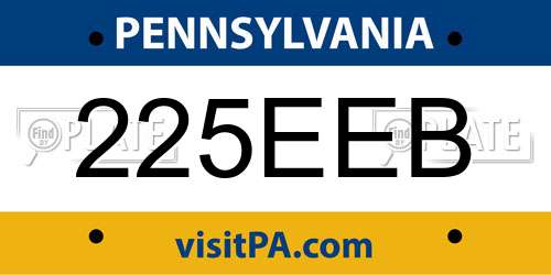225EEB Pennsylvania License Plate
