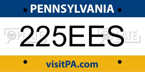 225EES Pennsylvania License Plate