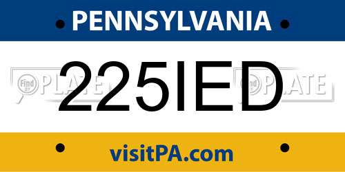 225IED Pennsylvania License Plate