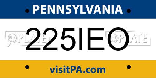 225IEO Pennsylvania License Plate