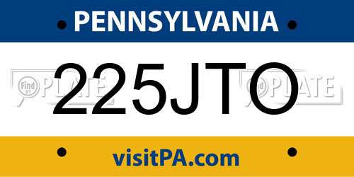 225JTO Pennsylvania License Plate