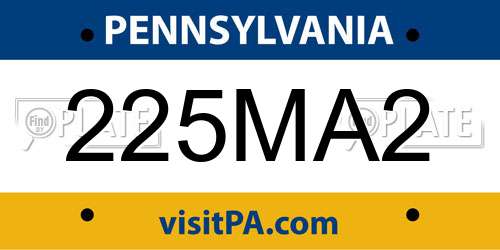 225MA2 Pennsylvania License Plate