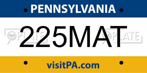 225MAT Pennsylvania License Plate