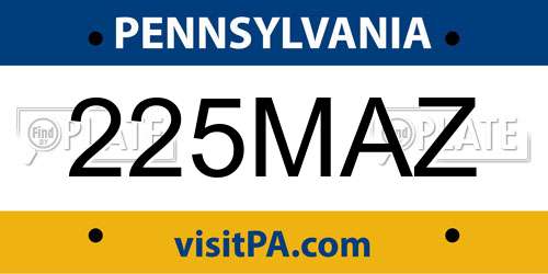 225MAZ Pennsylvania License Plate