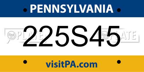 225S45 Pennsylvania License Plate