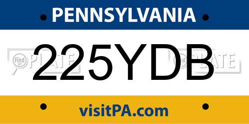 225YDB Pennsylvania License Plate