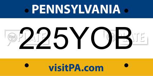 225YOB Pennsylvania License Plate