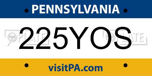 225YOS Pennsylvania License Plate