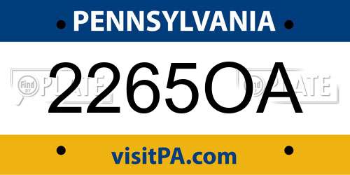 2265OA Pennsylvania License Plate