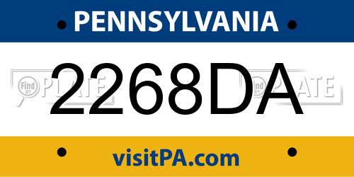 2268DA Pennsylvania License Plate