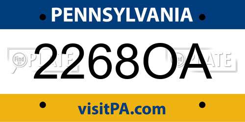 2268OA Pennsylvania License Plate