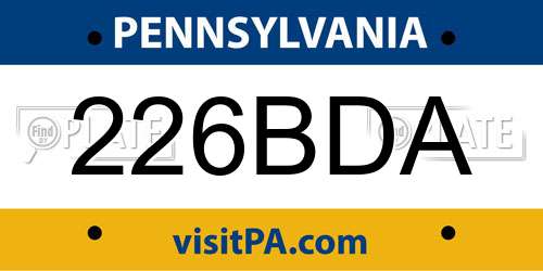226BDA Pennsylvania License Plate