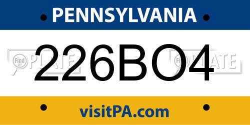 226BO4 Pennsylvania License Plate