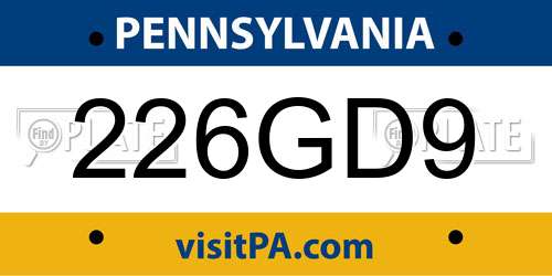 226GD9 Pennsylvania License Plate