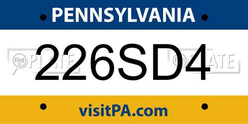 226SD4 Pennsylvania License Plate