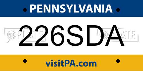 226SDA Pennsylvania License Plate