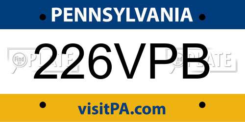226VPB Pennsylvania License Plate