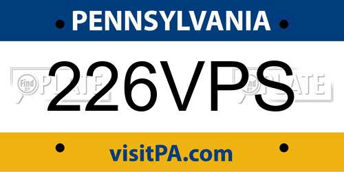 226VPS Pennsylvania License Plate