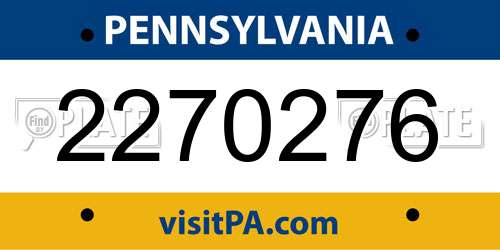 2270276 Pennsylvania License Plate