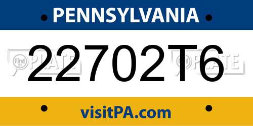 22702T6 Pennsylvania License Plate