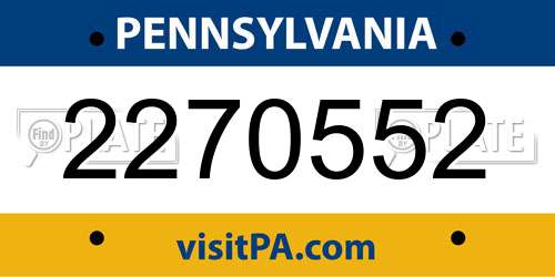 2270552 Pennsylvania License Plate