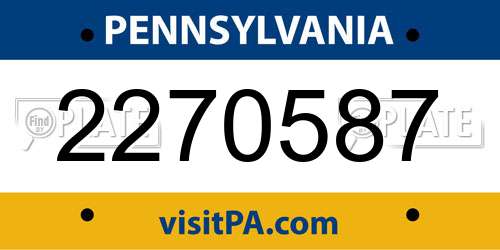 2270587 Pennsylvania License Plate