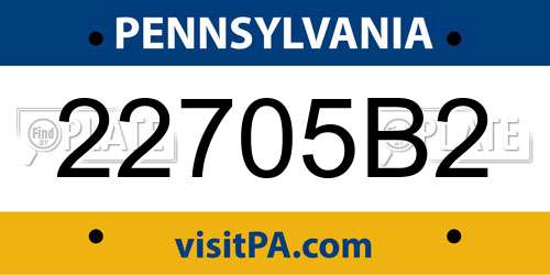 22705B2 Pennsylvania License Plate