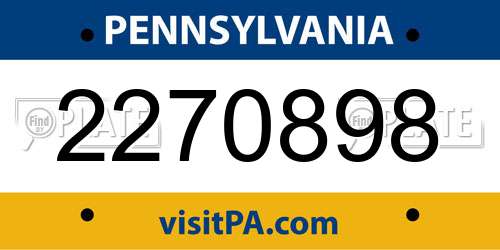 2270898 Pennsylvania License Plate