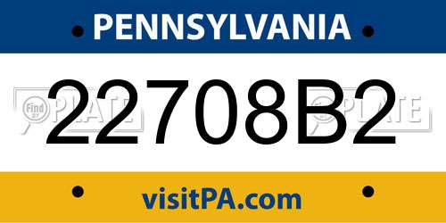 22708B2 Pennsylvania License Plate