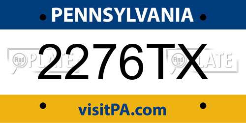 2276TX Pennsylvania License Plate