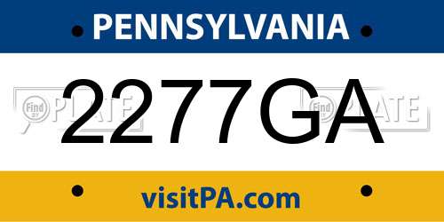 2277GA Pennsylvania License Plate