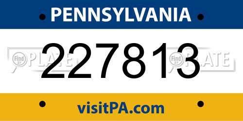 227813 Pennsylvania License Plate