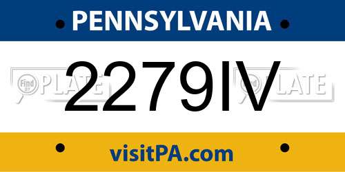 2279IV Pennsylvania License Plate