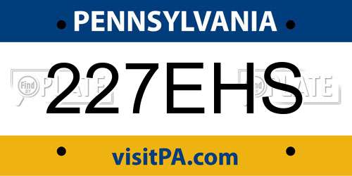 227EHS Pennsylvania License Plate