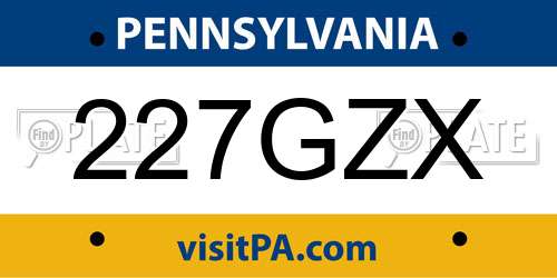 227GZX Pennsylvania License Plate
