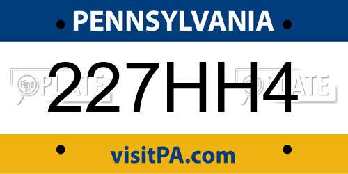 227HH4 Pennsylvania License Plate