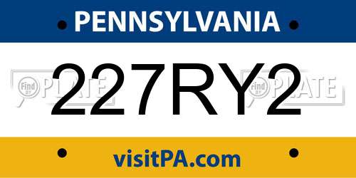 227RY2 Pennsylvania License Plate